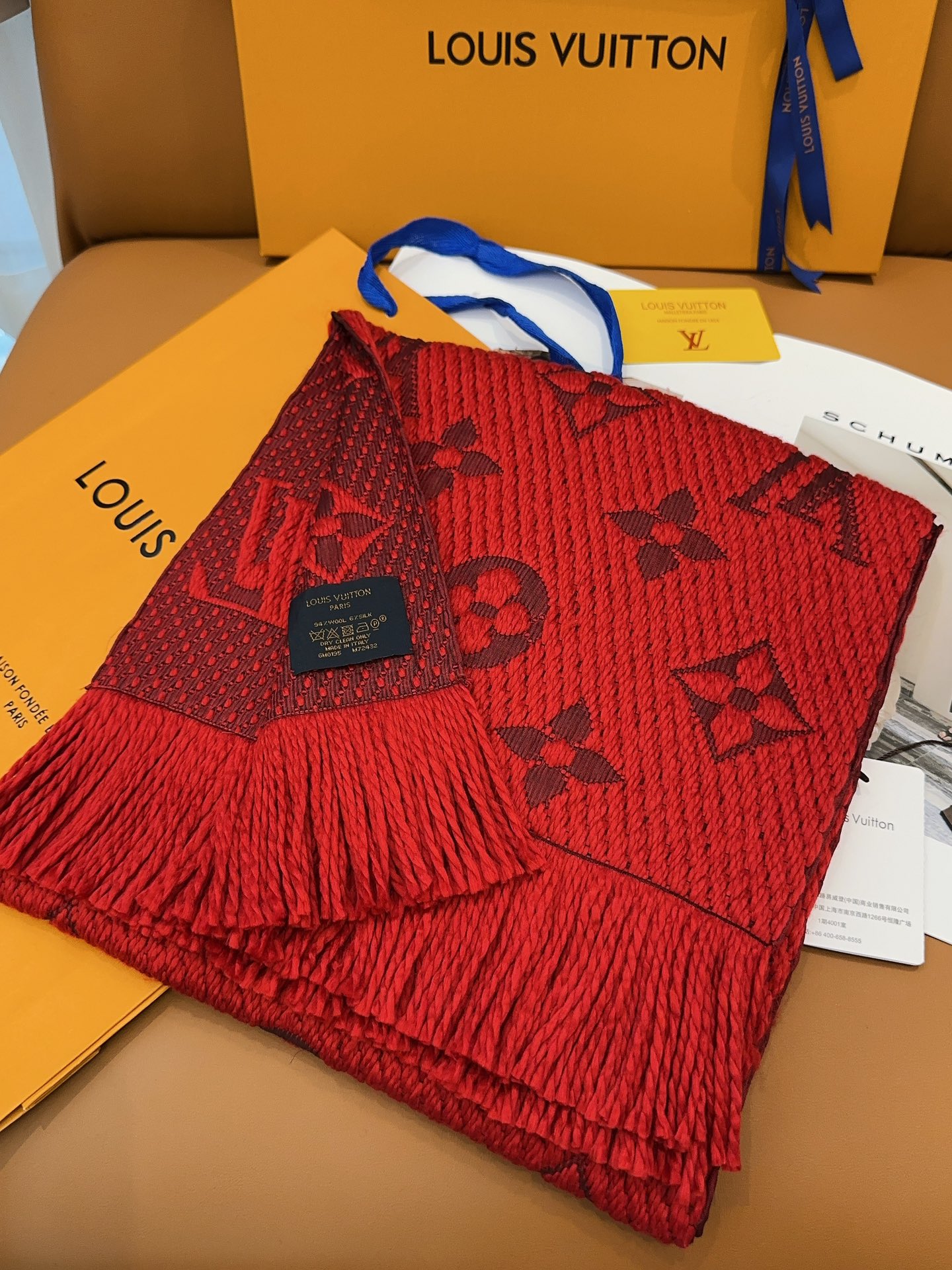 LV Autumn and Winter Wool Scarves Red